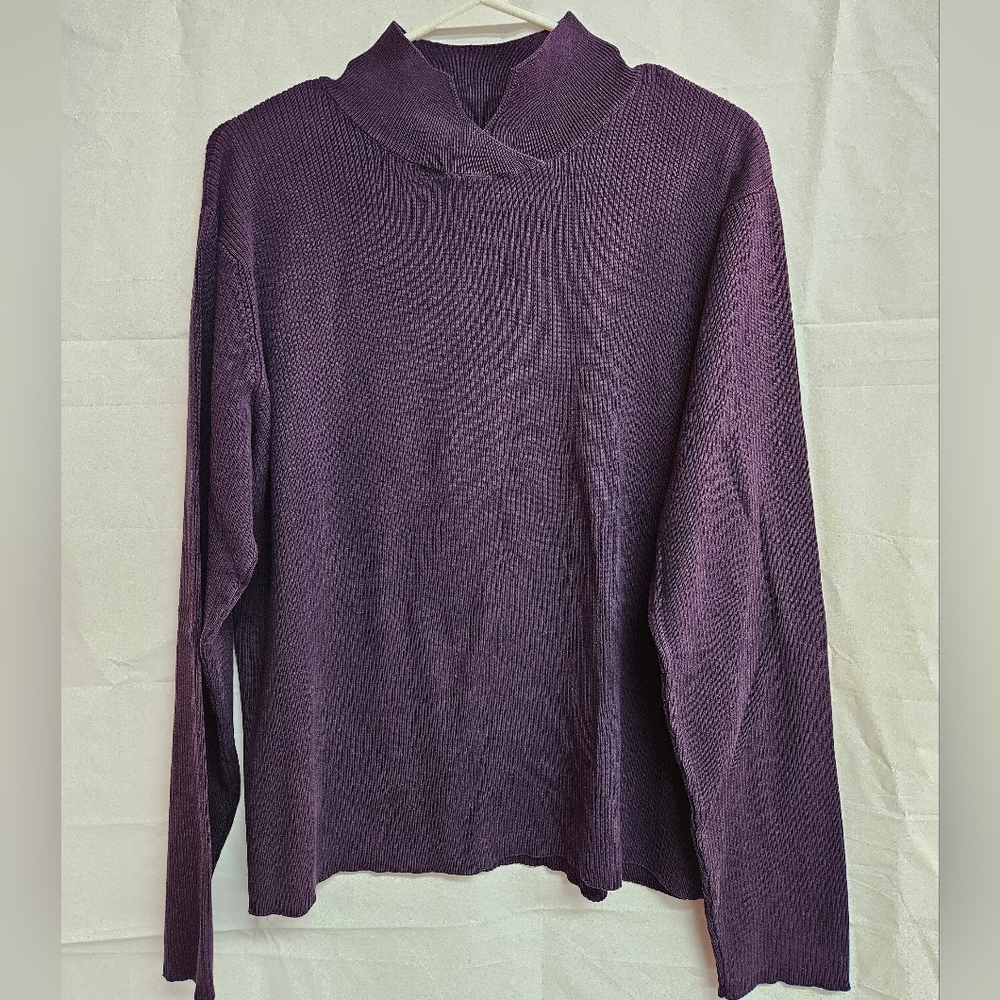 Coldwater Creek Knit Long-Sleeve Pullover in Deep Plum